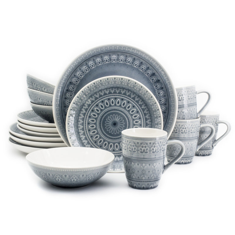 Mistana™ Kazuko CrackleGlaze 16 Piece Dinnerware Set, Service for 4